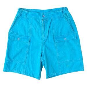 Vintage 90s Turquoise Blue 100% Cotton Cargo Bermuda Shorts size M / L Ampuse
